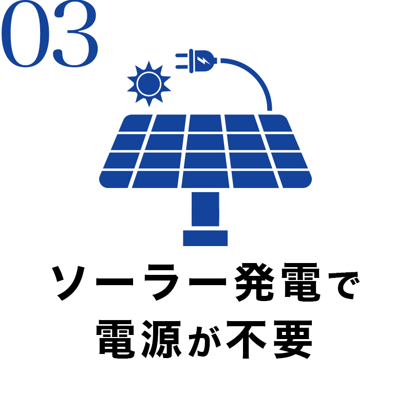 ソーラー発電により電源供給不要